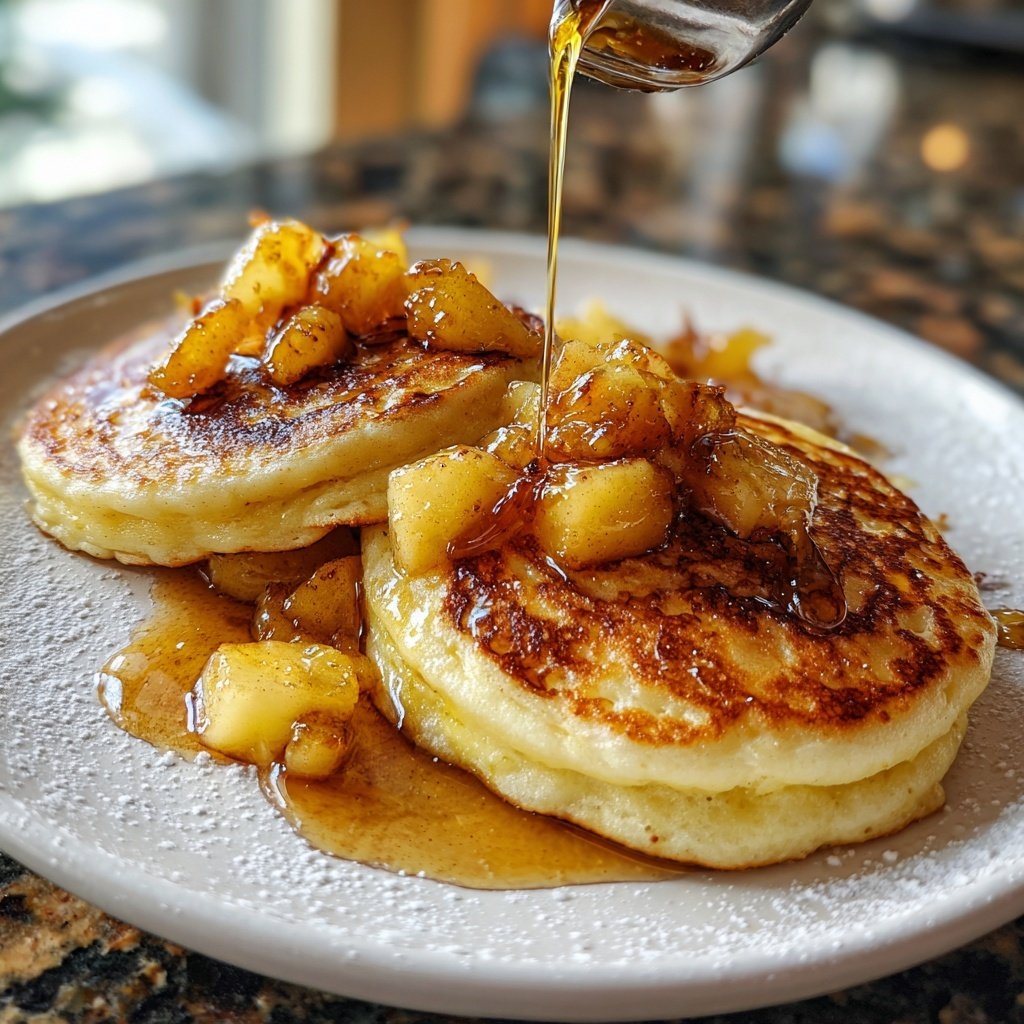 Ricotta Pancakes with Caramelized Apples and Cinnamon