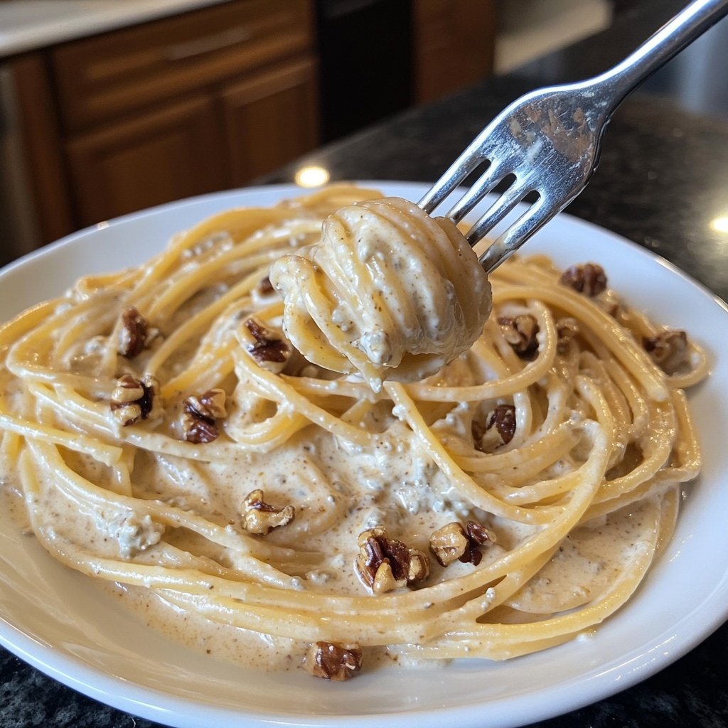 Pasta in Creamy Gorgonzola Walnut Sauce