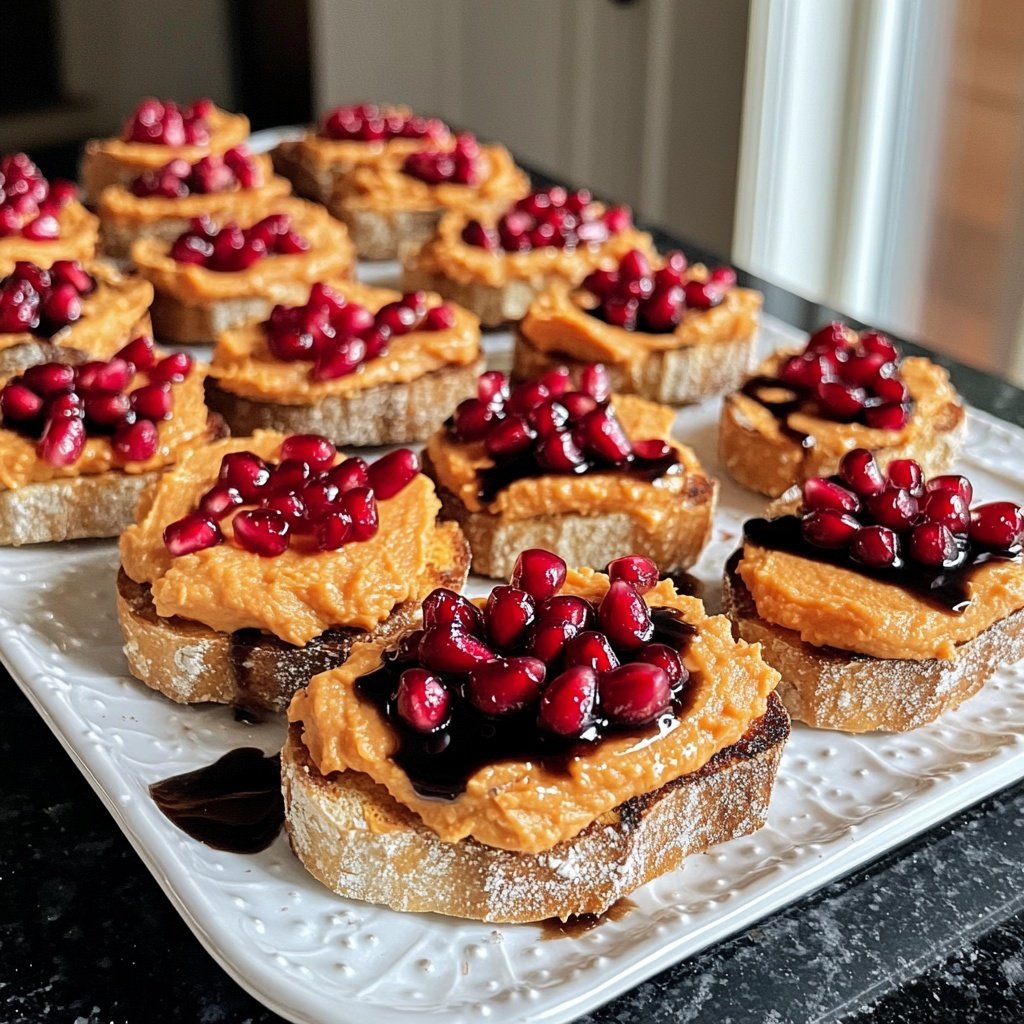 Sweet Potato Pomegranate Crostini