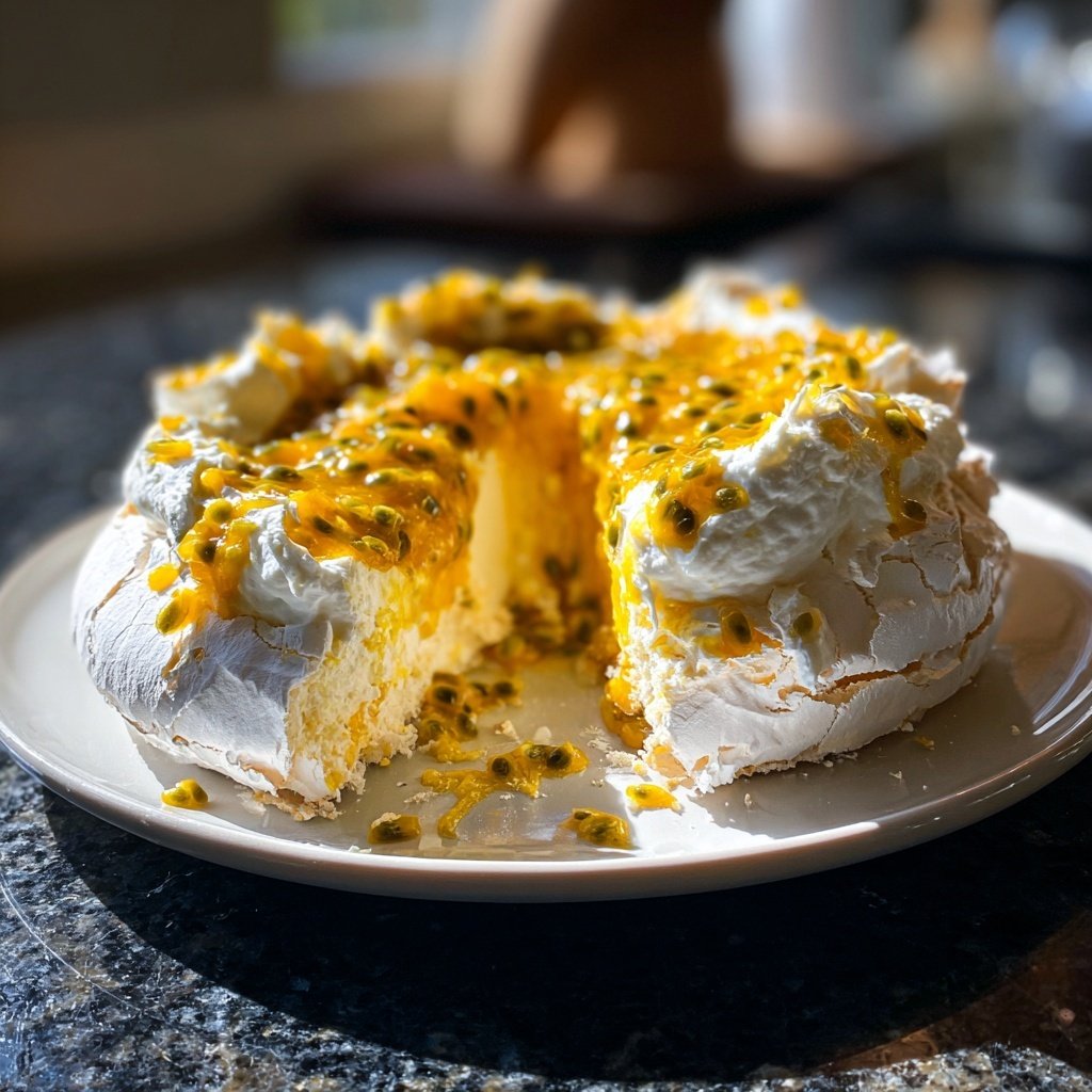 Limoncello Pavlova with Passion Fruit