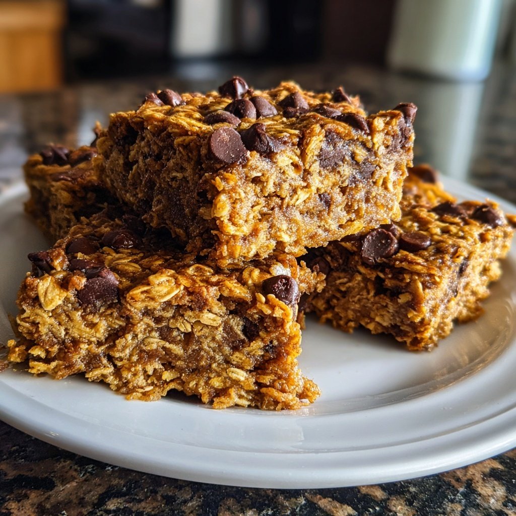 Baked Oatmeal Breakfast Squares with Chocolate Chips​