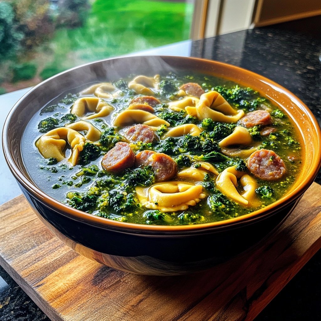 Broccoli Rabe and Sausage Tortellini Soup