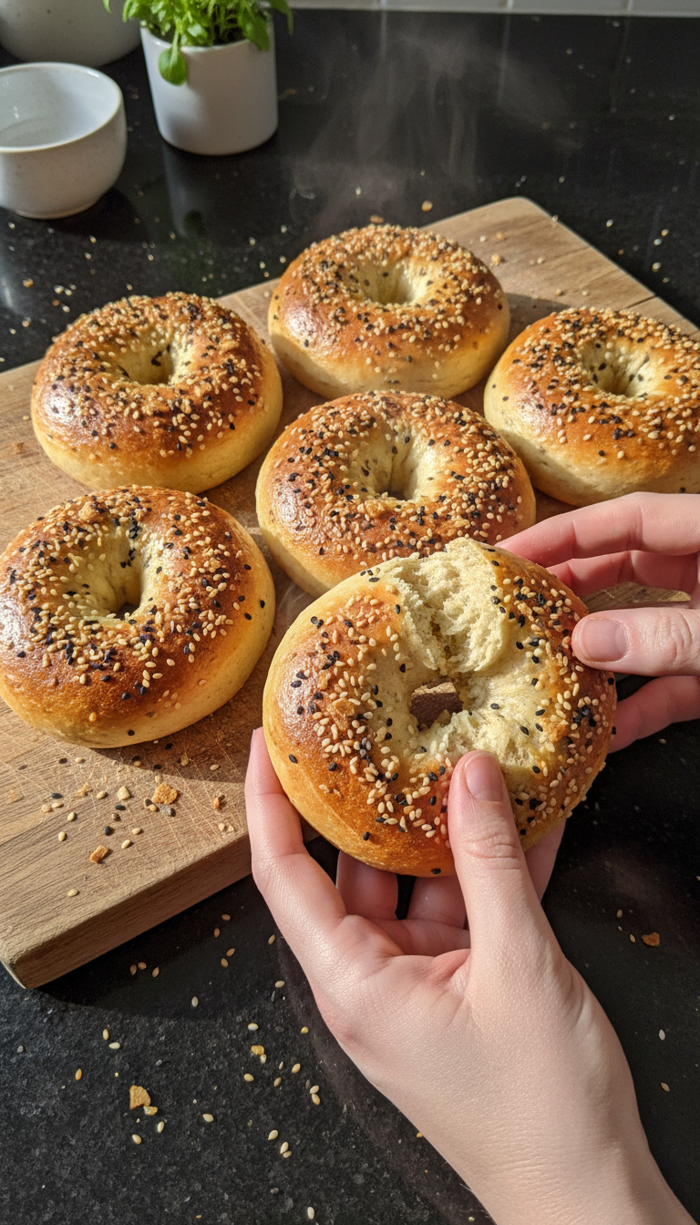 Sesame Garlic Protein Bagels