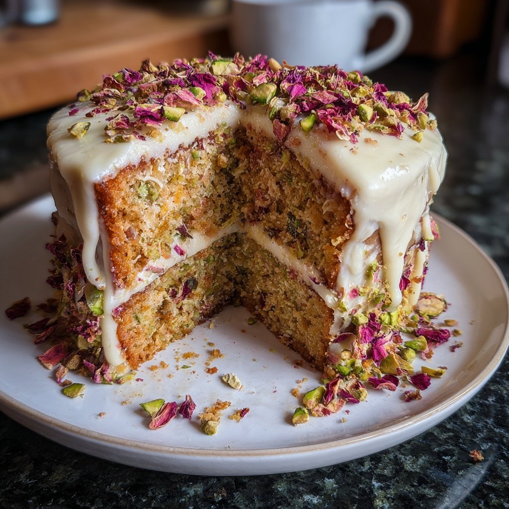 Capricorn Pistachio Rose Cake