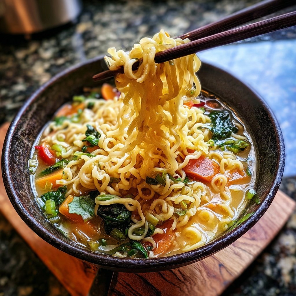 Fast Vegetarian Ramen with Fresh Ginger