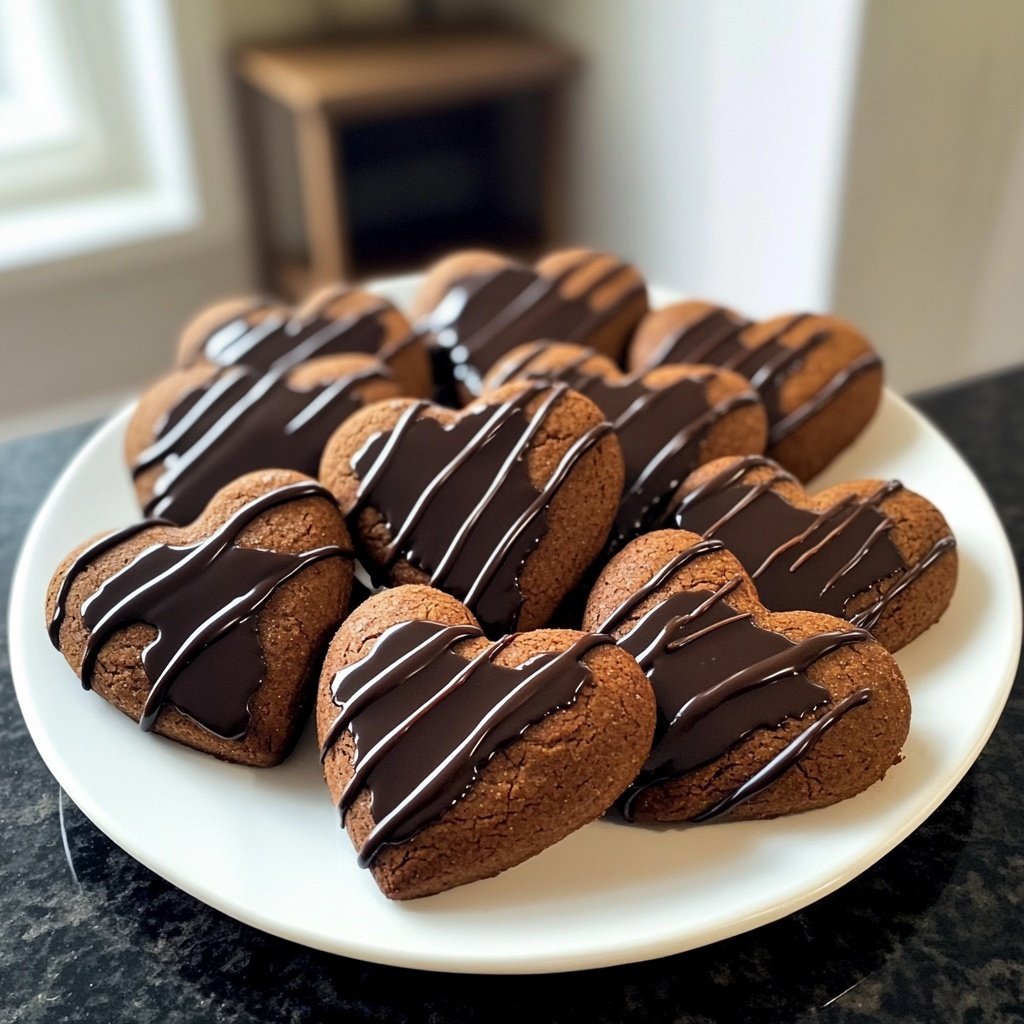 Gingerbread Hearts with Dark Chocolate Glaze