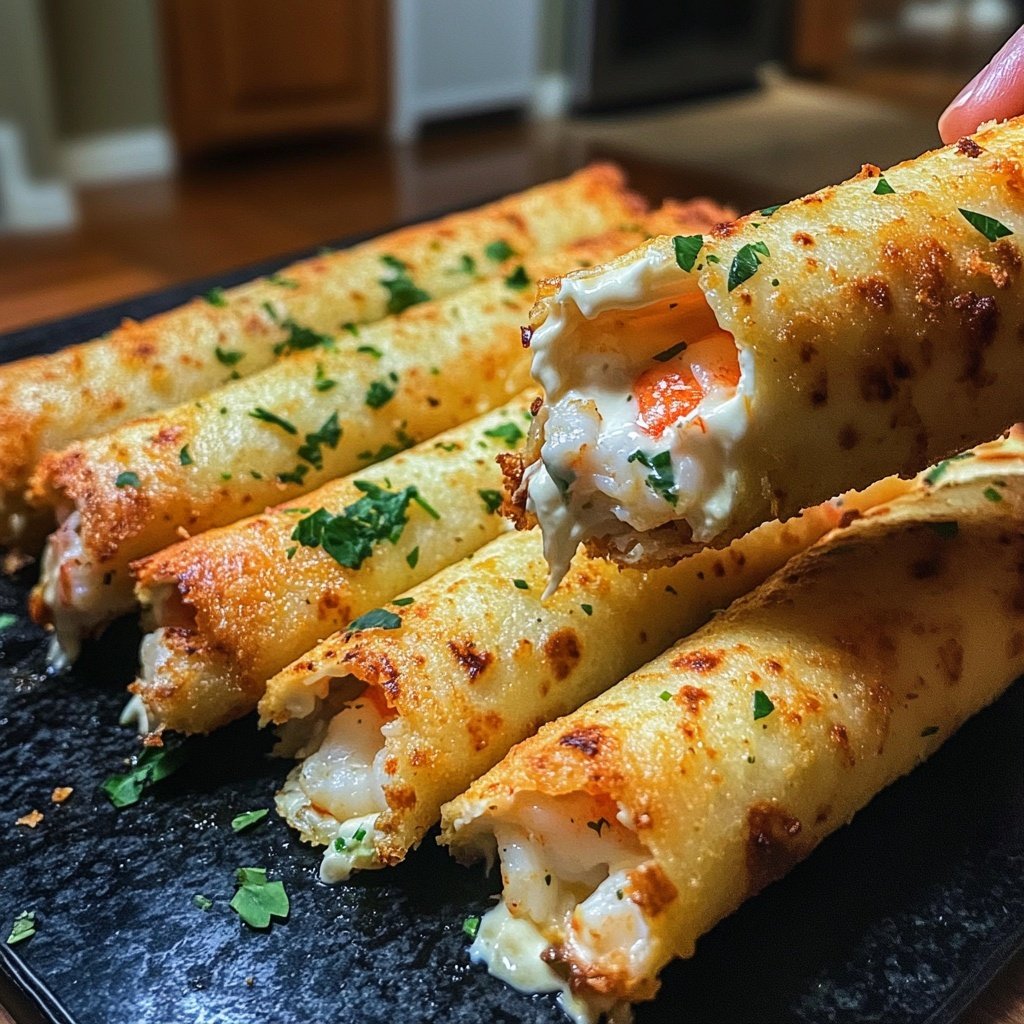 Crispy Crab And Shrimp Queso Taquitos