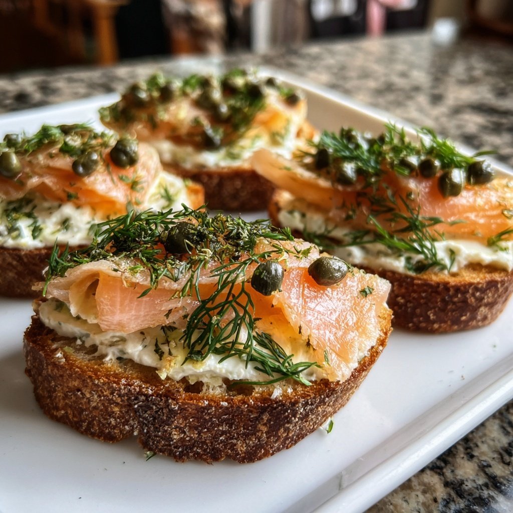 Smoked Salmon Dill Crostini
